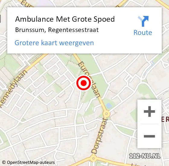 Locatie op kaart van de 112 melding: Ambulance Met Grote Spoed Naar Brunssum, Regentessestraat op 16 februari 2015 16:00