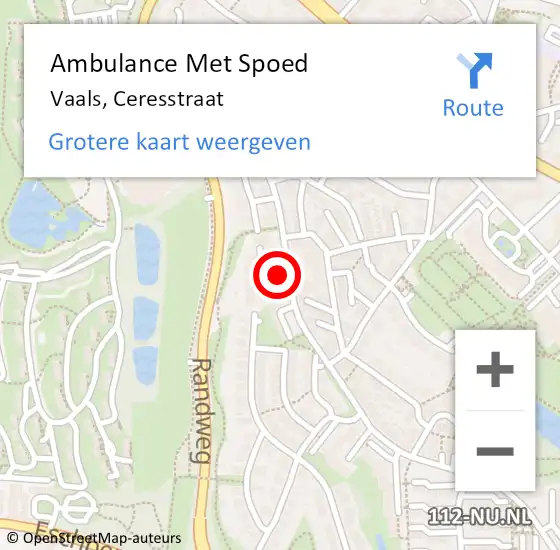 Locatie op kaart van de 112 melding: Ambulance Met Spoed Naar Vaals, Ceresstraat op 16 februari 2015 16:10