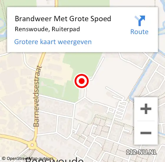 Locatie op kaart van de 112 melding: Brandweer Met Grote Spoed Naar Renswoude, Ruiterpad op 16 februari 2015 16:51