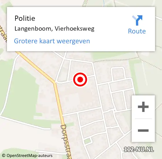 Locatie op kaart van de 112 melding: Politie Langenboom, Vierhoeksweg op 16 februari 2015 17:06