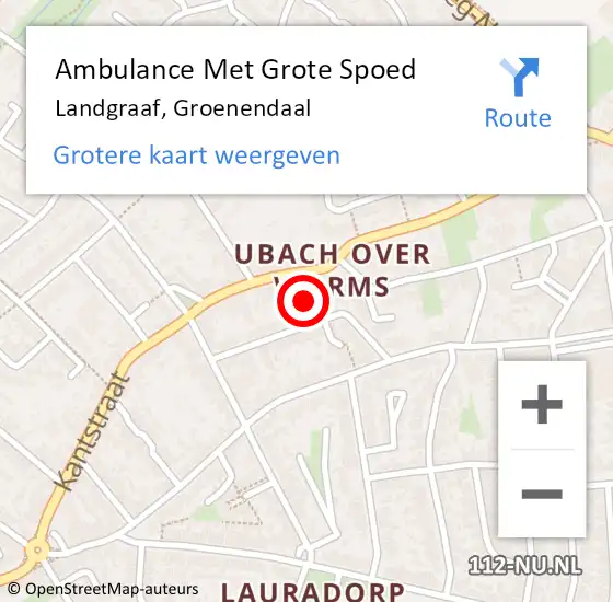 Locatie op kaart van de 112 melding: Ambulance Met Grote Spoed Naar Landgraaf, Groenendaal op 30 oktober 2013 03:24