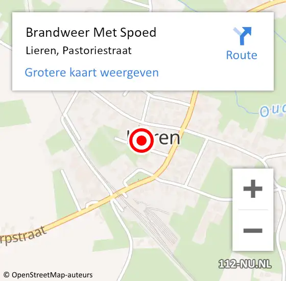 Locatie op kaart van de 112 melding: Brandweer Met Spoed Naar Lieren, Pastoriestraat op 16 februari 2015 17:31