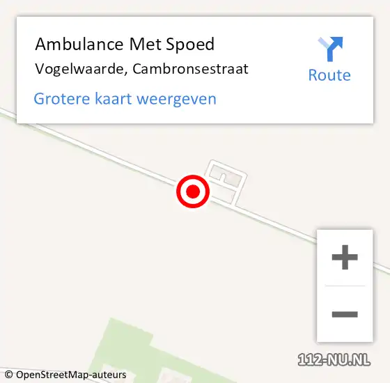 Locatie op kaart van de 112 melding: Ambulance Met Spoed Naar Vogelwaarde, Cambronsestraat op 16 februari 2015 17:58