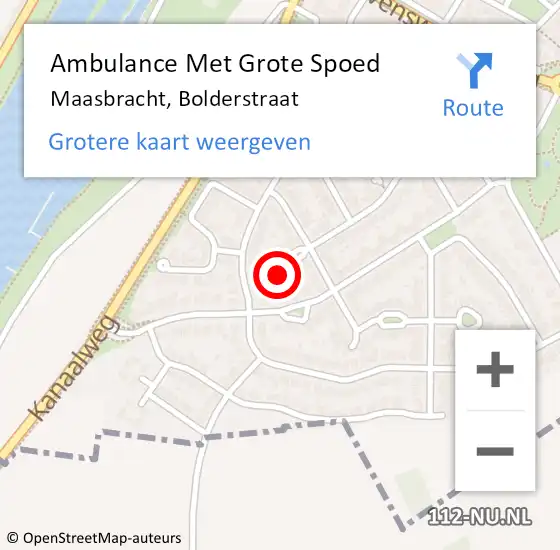 Locatie op kaart van de 112 melding: Ambulance Met Grote Spoed Naar Maasbracht, Bolderstraat op 16 februari 2015 18:49