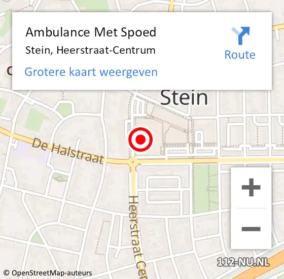 Locatie op kaart van de 112 melding: Ambulance Met Spoed Naar Stein, Heerstraat-Centrum op 16 februari 2015 18:57