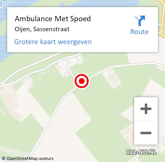 Locatie op kaart van de 112 melding: Ambulance Met Spoed Naar Oijen, Sassenstraat op 16 februari 2015 19:15