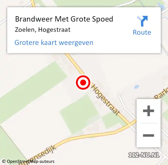 Locatie op kaart van de 112 melding: Brandweer Met Grote Spoed Naar Zoelen, Hogestraat op 16 februari 2015 19:24