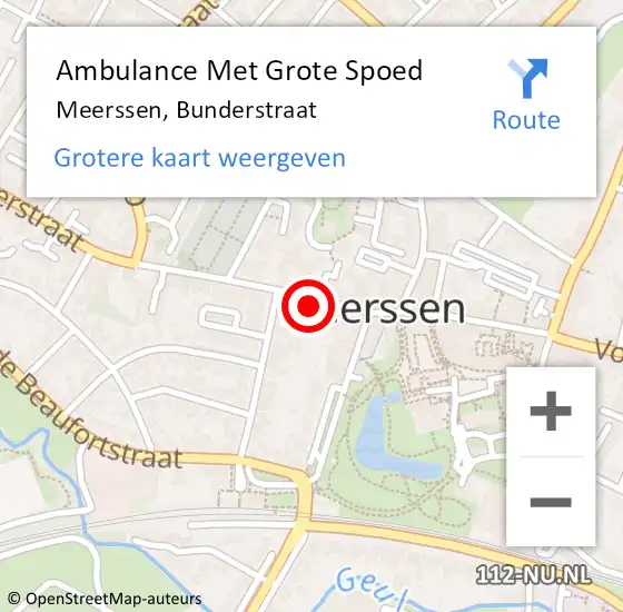 Locatie op kaart van de 112 melding: Ambulance Met Grote Spoed Naar Meerssen, Bunderstraat op 16 februari 2015 19:43