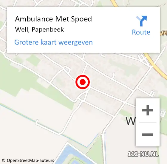 Locatie op kaart van de 112 melding: Ambulance Met Spoed Naar Well, Papenbeek op 30 oktober 2013 05:33