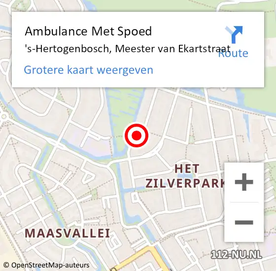 Locatie op kaart van de 112 melding: Ambulance Met Spoed Naar 's-Hertogenbosch, Meester van Ekartstraat op 16 februari 2015 19:51