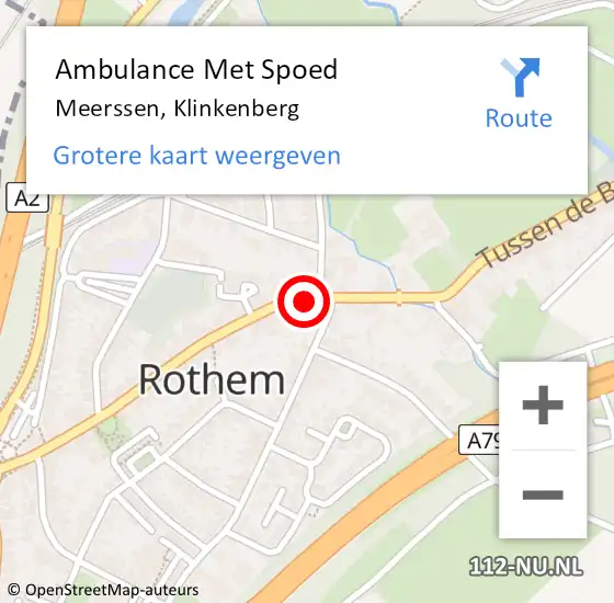 Locatie op kaart van de 112 melding: Ambulance Met Spoed Naar Meerssen, Klinkenberg op 16 februari 2015 20:07