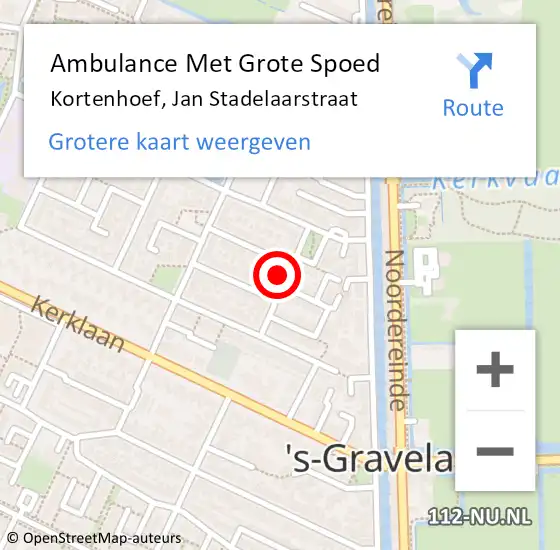 Locatie op kaart van de 112 melding: Ambulance Met Grote Spoed Naar Kortenhoef, Jan Stadelaarstraat op 16 februari 2015 20:10