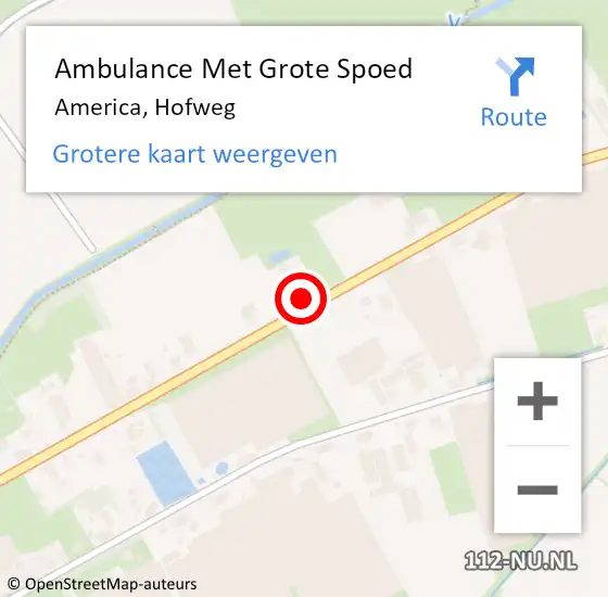 Locatie op kaart van de 112 melding: Ambulance Met Grote Spoed Naar America, Hofweg op 16 februari 2015 20:42