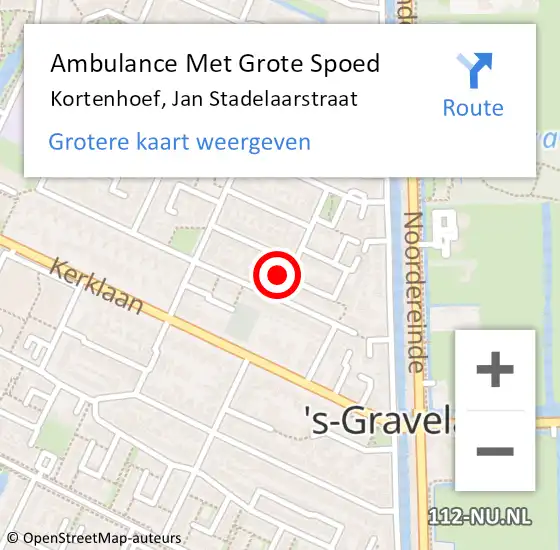 Locatie op kaart van de 112 melding: Ambulance Met Grote Spoed Naar Kortenhoef, Jan Stadelaarstraat op 16 februari 2015 22:17