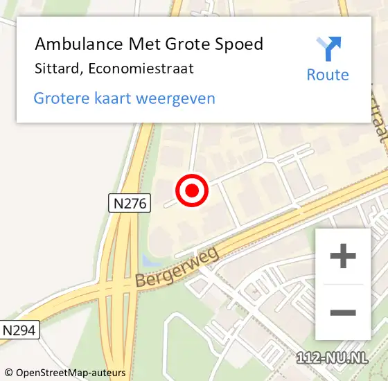Locatie op kaart van de 112 melding: Ambulance Met Grote Spoed Naar Sittard, Economiestraat op 30 oktober 2013 06:26