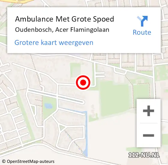 Locatie op kaart van de 112 melding: Ambulance Met Grote Spoed Naar Oudenbosch, Acer Flamingolaan op 16 februari 2015 22:25