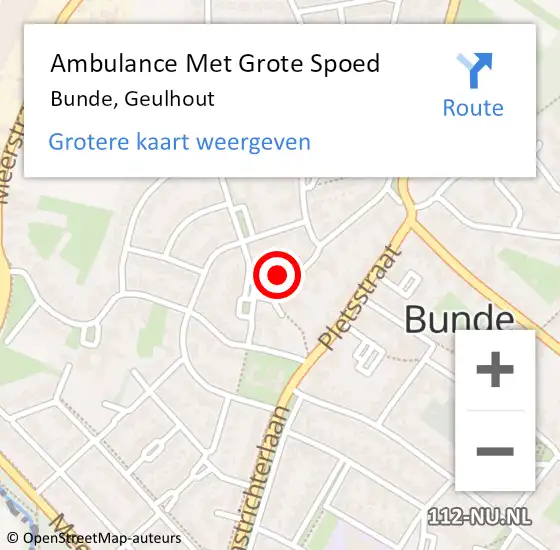 Locatie op kaart van de 112 melding: Ambulance Met Grote Spoed Naar Bunde, Geulhout op 16 februari 2015 23:33