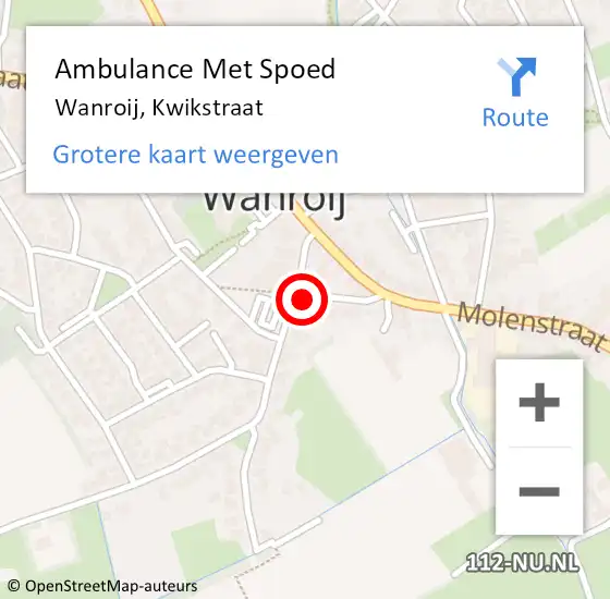 Locatie op kaart van de 112 melding: Ambulance Met Spoed Naar Wanroij, Kwikstraat op 16 februari 2015 23:40