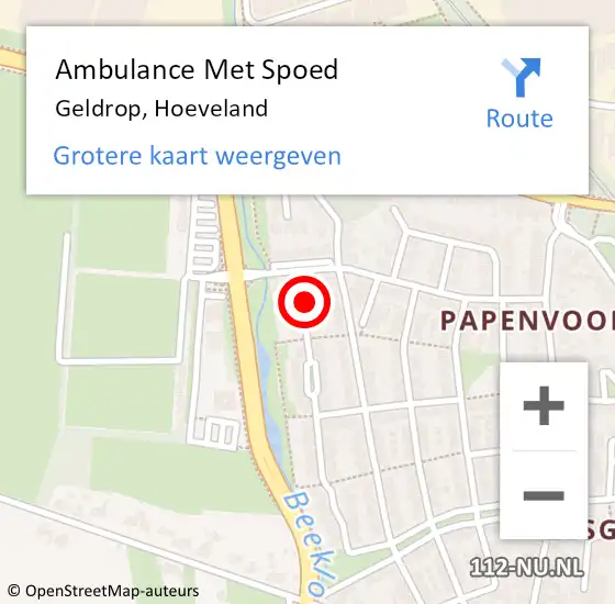 Locatie op kaart van de 112 melding: Ambulance Met Spoed Naar Geldrop, Hoeveland op 17 februari 2015 00:12