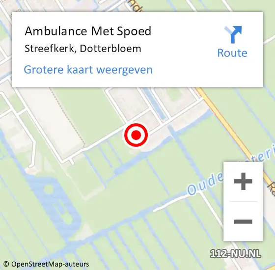 Locatie op kaart van de 112 melding: Ambulance Met Spoed Naar Streefkerk, Dotterbloem op 17 februari 2015 04:50