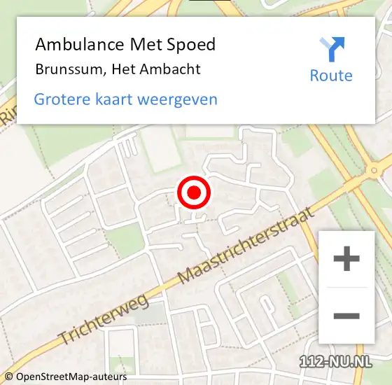 Locatie op kaart van de 112 melding: Ambulance Met Spoed Naar Brunssum, Het Ambacht op 17 februari 2015 05:01