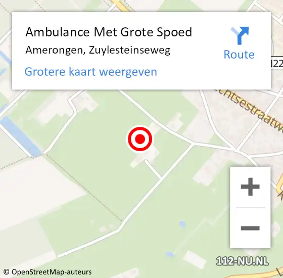 Locatie op kaart van de 112 melding: Ambulance Met Grote Spoed Naar Amerongen, Zuylesteinseweg op 17 februari 2015 05:49