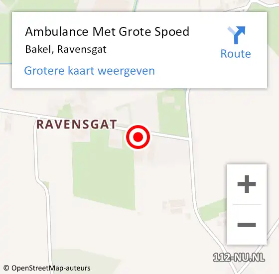 Locatie op kaart van de 112 melding: Ambulance Met Grote Spoed Naar Bakel, Ravensgat op 17 februari 2015 06:24