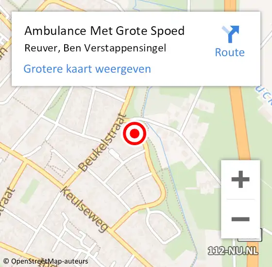 Locatie op kaart van de 112 melding: Ambulance Met Grote Spoed Naar Reuver, Ben Verstappensingel op 17 februari 2015 07:09