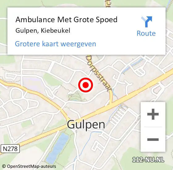 Locatie op kaart van de 112 melding: Ambulance Met Grote Spoed Naar Gulpen, Kiebeukel op 17 februari 2015 08:22