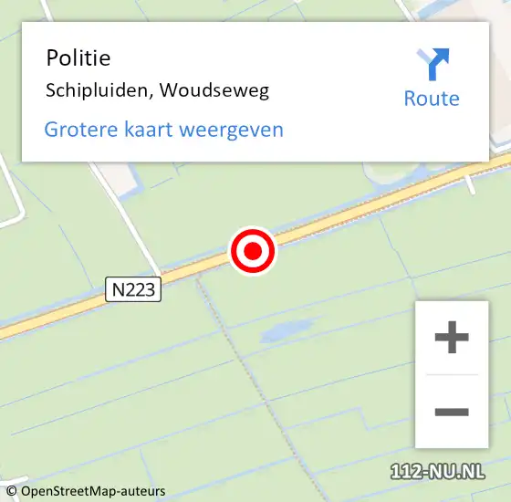 Locatie op kaart van de 112 melding: Politie Schipluiden, Woudseweg op 30 oktober 2013 07:42