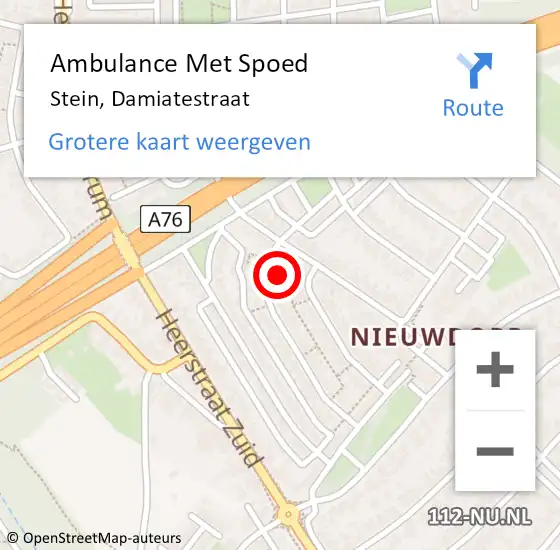 Locatie op kaart van de 112 melding: Ambulance Met Spoed Naar Stein, Damiatestraat op 17 februari 2015 09:12