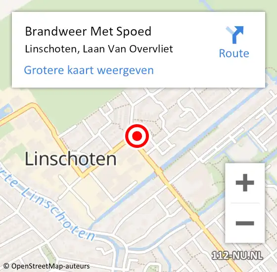 Locatie op kaart van de 112 melding: Brandweer Met Spoed Naar Linschoten, Laan Van Overvliet op 17 februari 2015 09:13