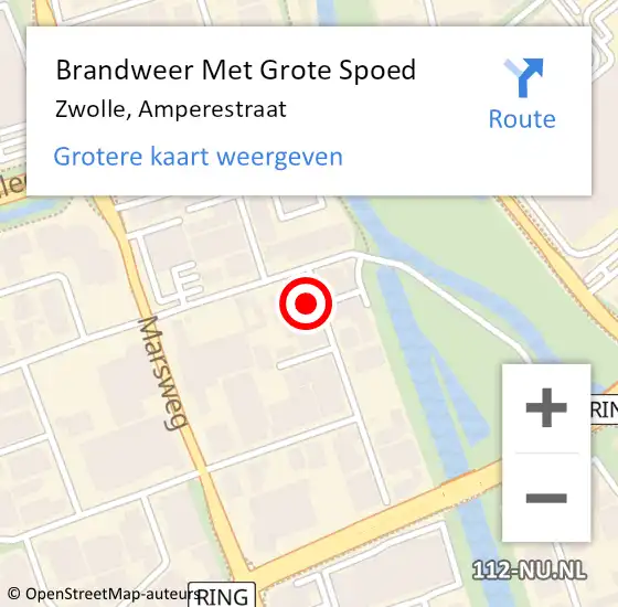 Locatie op kaart van de 112 melding: Brandweer Met Grote Spoed Naar Zwolle, Amperestraat op 17 februari 2015 09:52