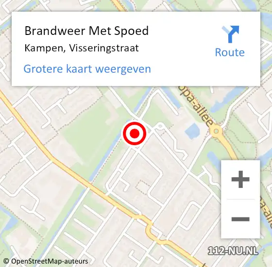 Locatie op kaart van de 112 melding: Brandweer Met Spoed Naar Kampen, Visseringstraat op 17 februari 2015 10:38