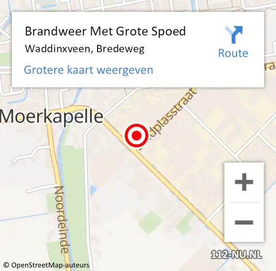 Locatie op kaart van de 112 melding: Brandweer Met Grote Spoed Naar Waddinxveen, Bredeweg op 30 oktober 2013 08:04