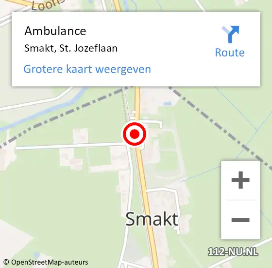 Locatie op kaart van de 112 melding: Ambulance Smakt, St. Jozeflaan op 17 februari 2015 11:41