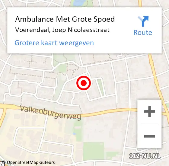 Locatie op kaart van de 112 melding: Ambulance Met Grote Spoed Naar Voerendaal, Joep Nicolaesstraat op 17 februari 2015 11:44