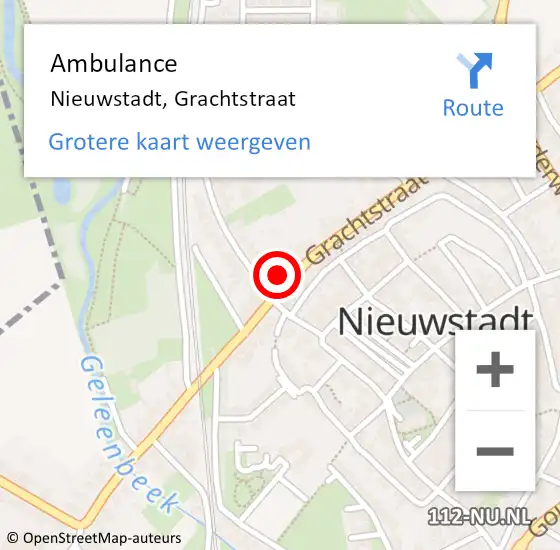 Locatie op kaart van de 112 melding: Ambulance Nieuwstadt, Grachtstraat op 17 februari 2015 11:47