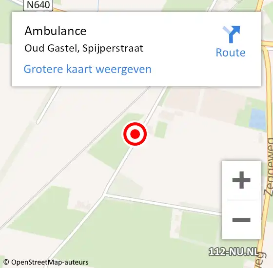 Locatie op kaart van de 112 melding: Ambulance Oud Gastel, Spijperstraat op 17 februari 2015 12:33