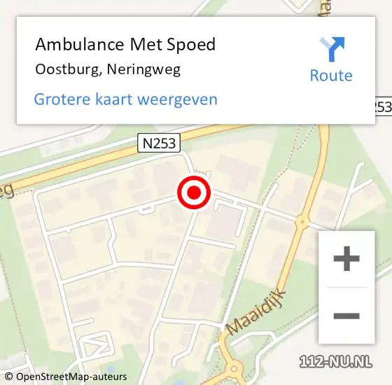 Locatie op kaart van de 112 melding: Ambulance Met Spoed Naar Oostburg, Neringweg op 17 februari 2015 12:49