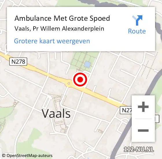 Locatie op kaart van de 112 melding: Ambulance Met Grote Spoed Naar Vaals, Pr Willem Alexanderplein op 17 februari 2015 12:56