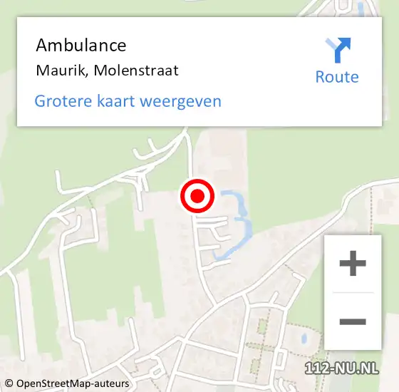 Locatie op kaart van de 112 melding: Ambulance Maurik, Molenstraat op 30 oktober 2013 08:18