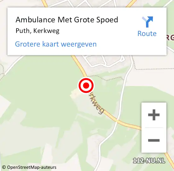 Locatie op kaart van de 112 melding: Ambulance Met Grote Spoed Naar Puth, Kerkweg op 17 februari 2015 13:07
