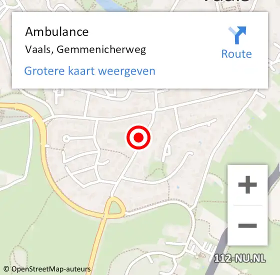 Locatie op kaart van de 112 melding: Ambulance Vaals, Gemmenicherweg op 11 september 2013 10:10