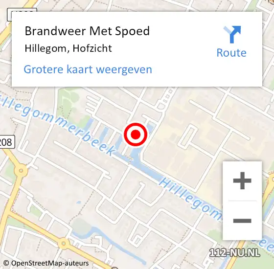 Locatie op kaart van de 112 melding: Brandweer Met Spoed Naar Hillegom, Hofzicht op 17 februari 2015 13:27