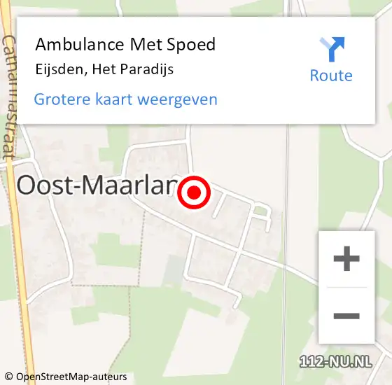 Locatie op kaart van de 112 melding: Ambulance Met Spoed Naar Eijsden, Het Paradijs op 17 februari 2015 13:36