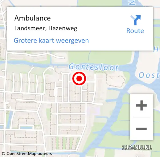 Locatie op kaart van de 112 melding: Ambulance Landsmeer, Hazenweg op 17 februari 2015 13:56