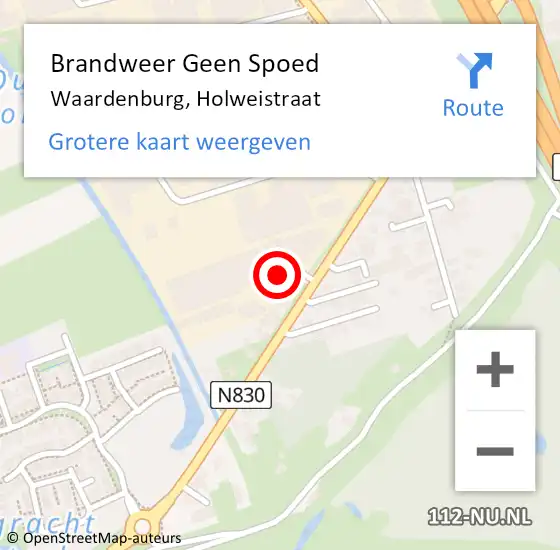 Locatie op kaart van de 112 melding: Brandweer Geen Spoed Naar Waardenburg, Holweistraat op 17 februari 2015 14:03