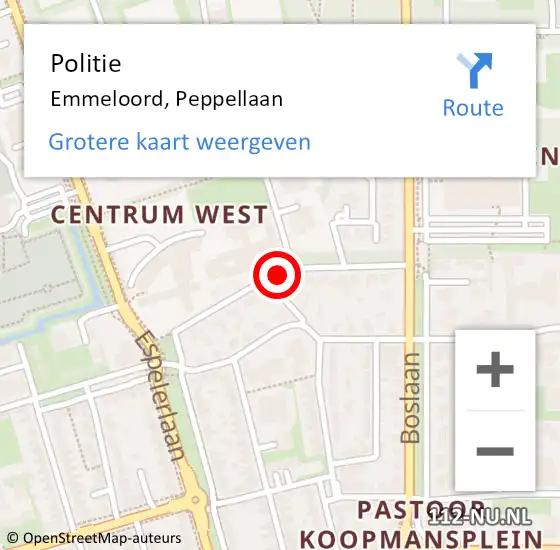 Locatie op kaart van de 112 melding: Politie Emmeloord, Peppellaan op 17 februari 2015 14:03