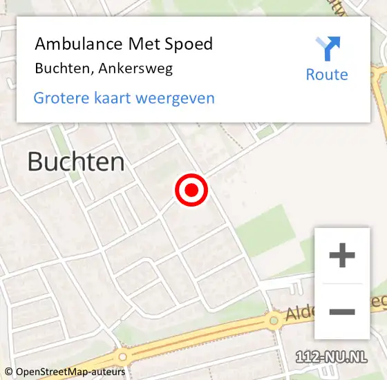 Locatie op kaart van de 112 melding: Ambulance Met Spoed Naar Buchten, Ankersweg op 17 februari 2015 14:13